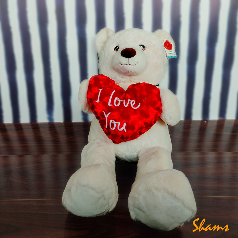 Keel Toy 45cm Cream Waffle Bear With Heart - Shams Shopping Centre Keel  