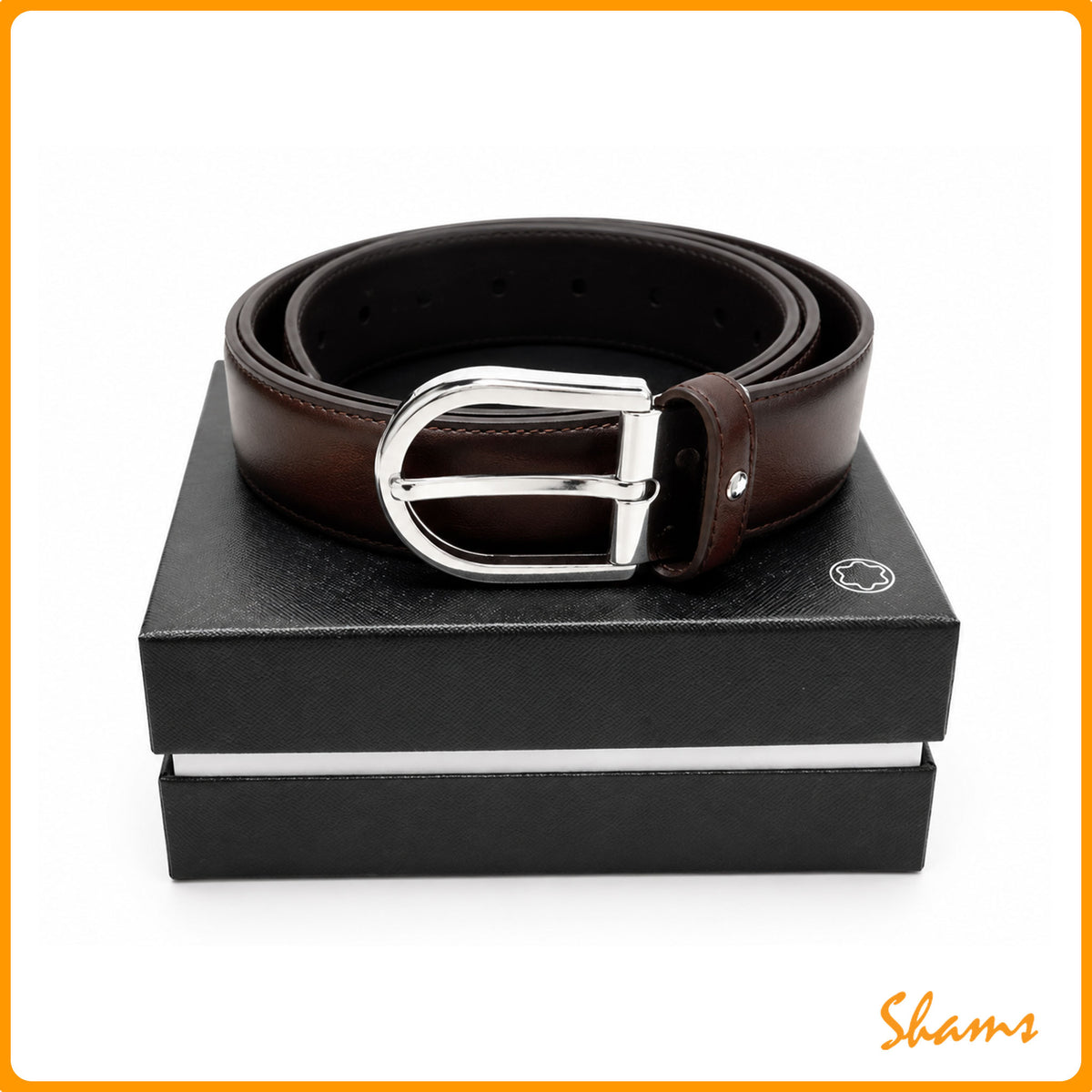 Montblanc Horseshoe Shiny & Matte SS Brown Belt-118413