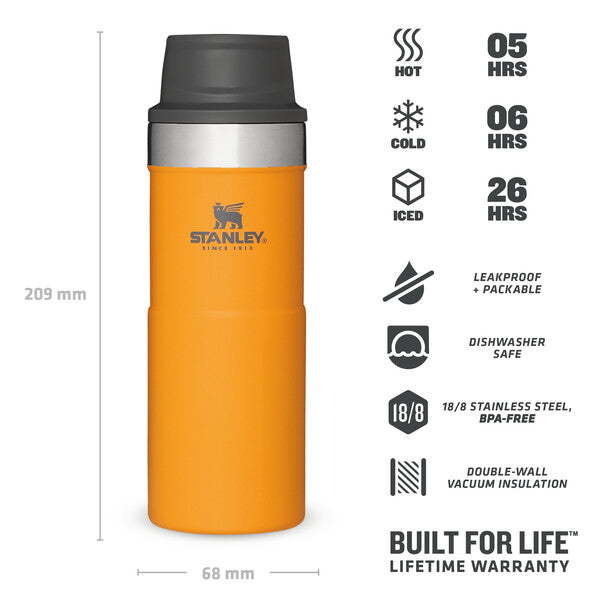Stanley Classic Trigger Action Travel Mug | 0.35L | Saffron - Shams Shopping Centre Stanley  