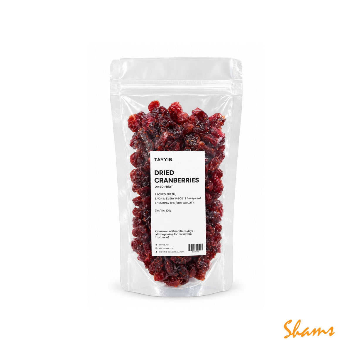 Tayyib Dried Cranberries Pouch 120g
