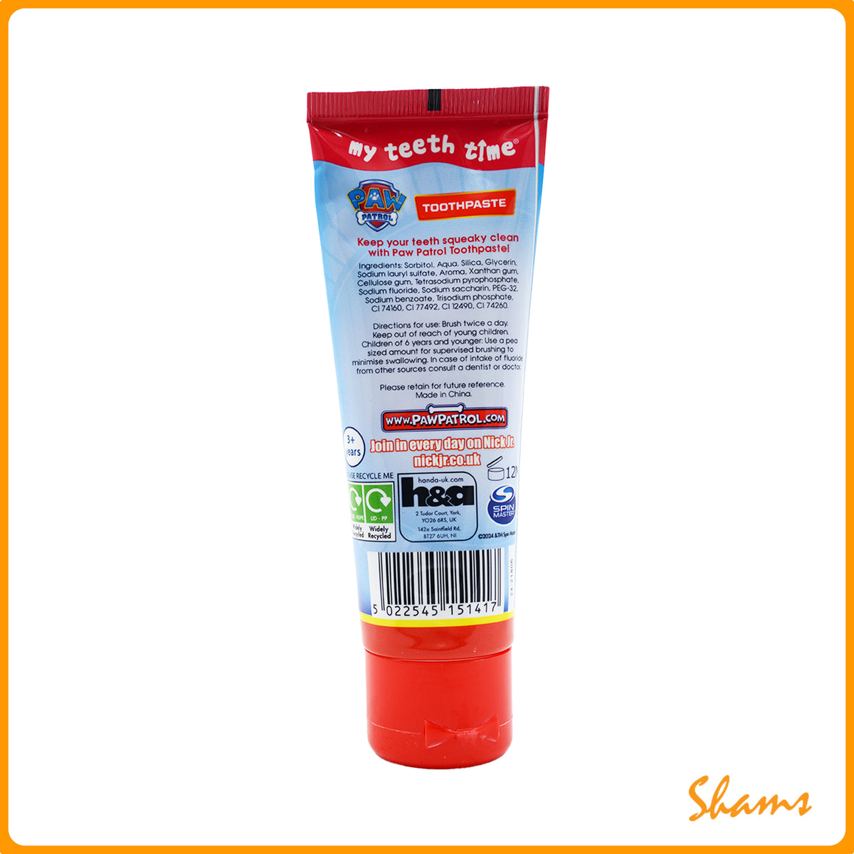 Paw Patrol Bubblegum Toothpaste For Children 75ml