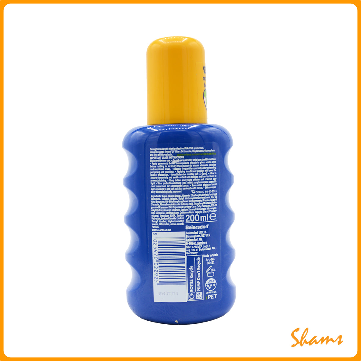 Nivea Sun Protect & Moisture Spray Spf20 Medium 200ml