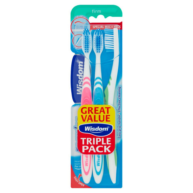 Wisdom regular plus toothbrushes pack of 3 firm brushes