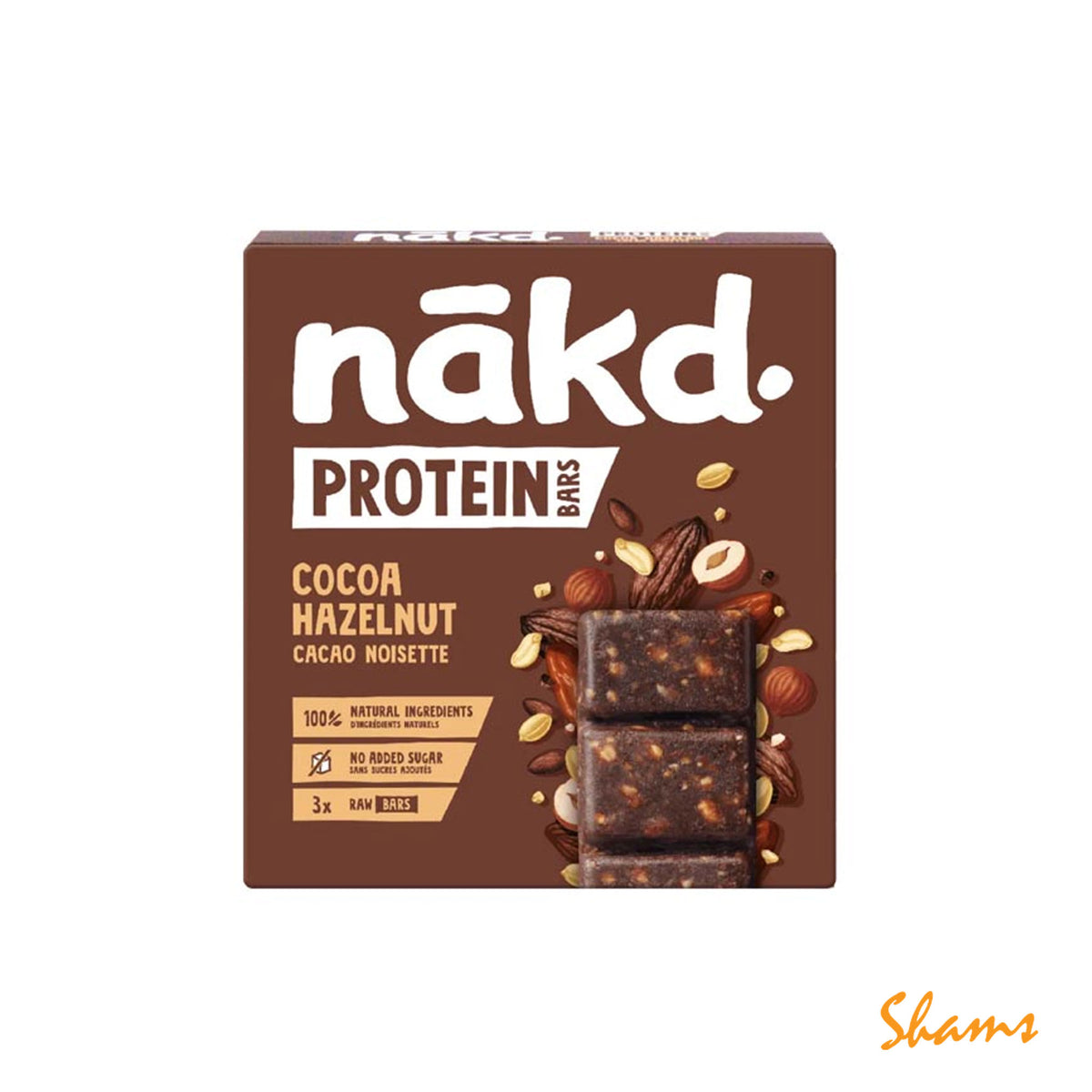 Naked Protein Cocoa Hazelnut Fruit & Nut Bars 3 x45g