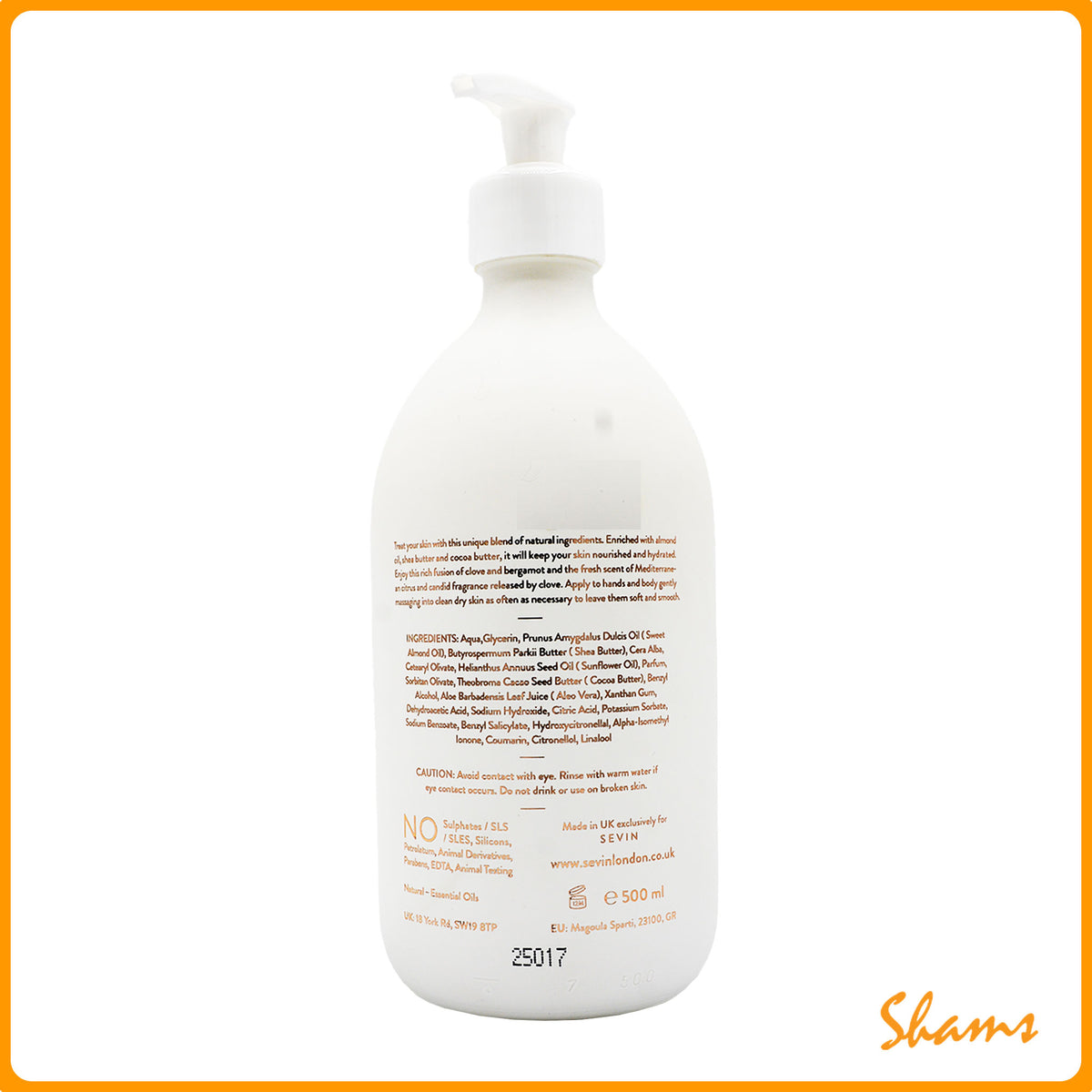 Sevin London Marble Black Hand & Body Lotion 500ml