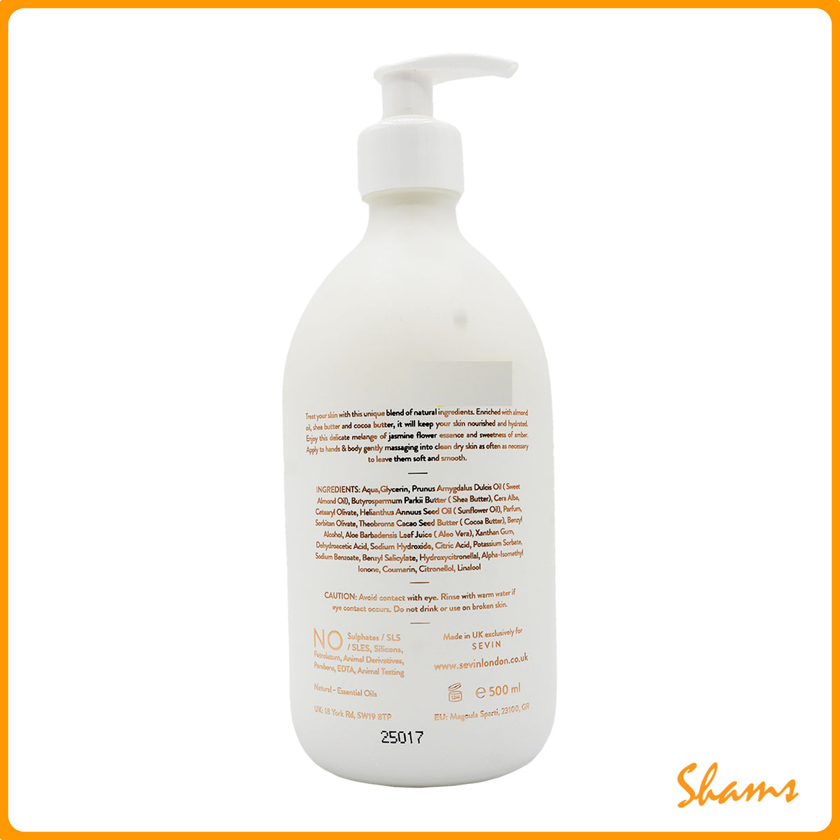 Sevin London Porcelain White Hand & Body Lotion 500ml