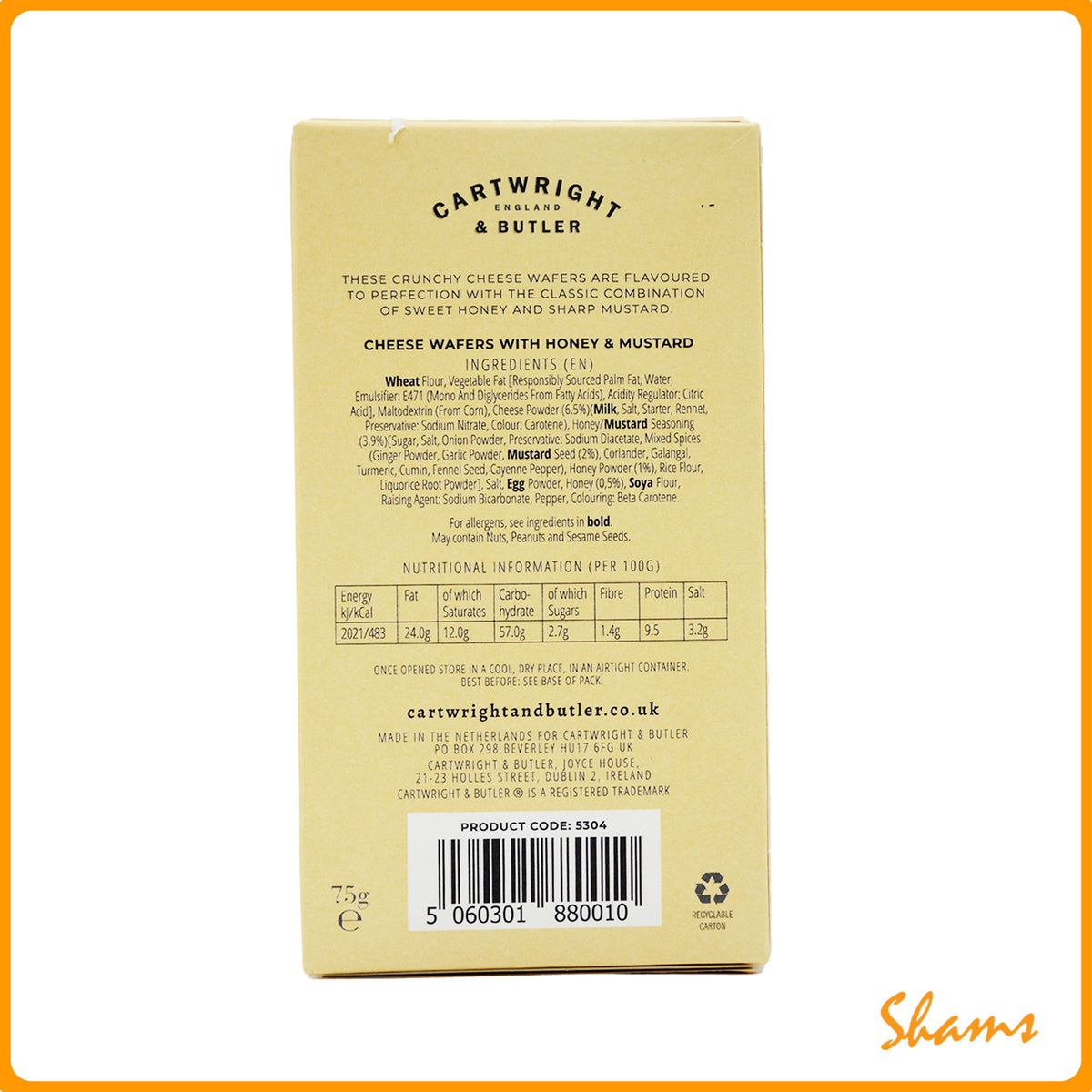 Cartwright & Butler Savoury Cheese Wafers 75g