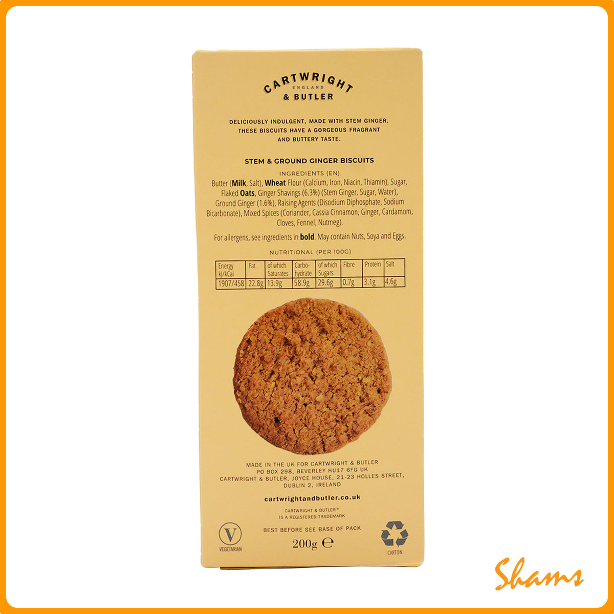 Cartwright & Butler Stem & Ground Ginger Biscuits in Carton 200g