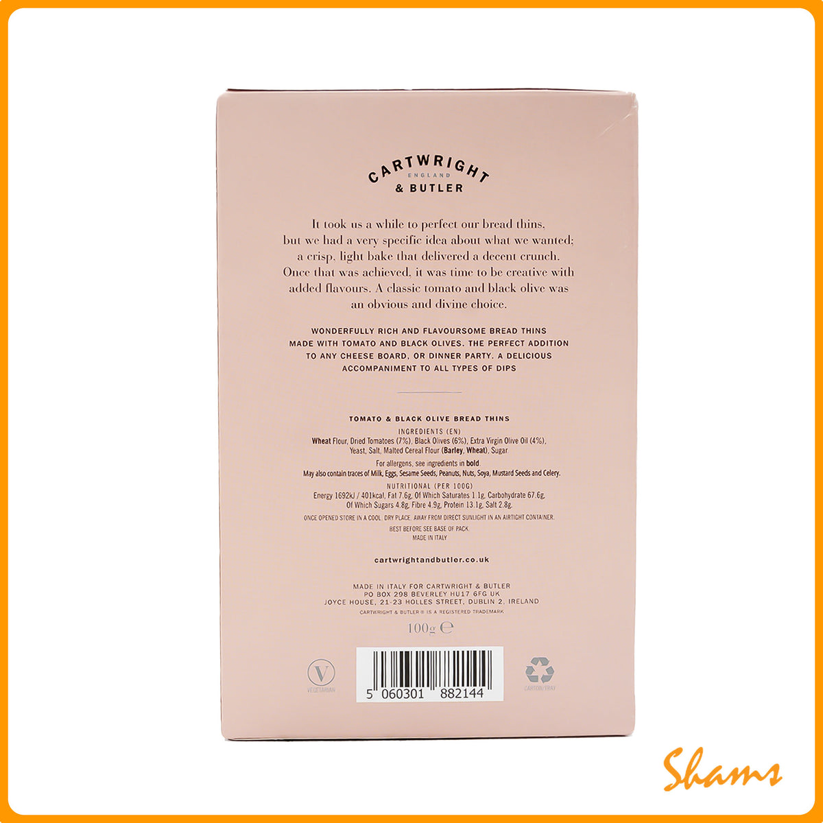 Cartwright & Butler Tomato & Black Olive Bread Thins 100g
