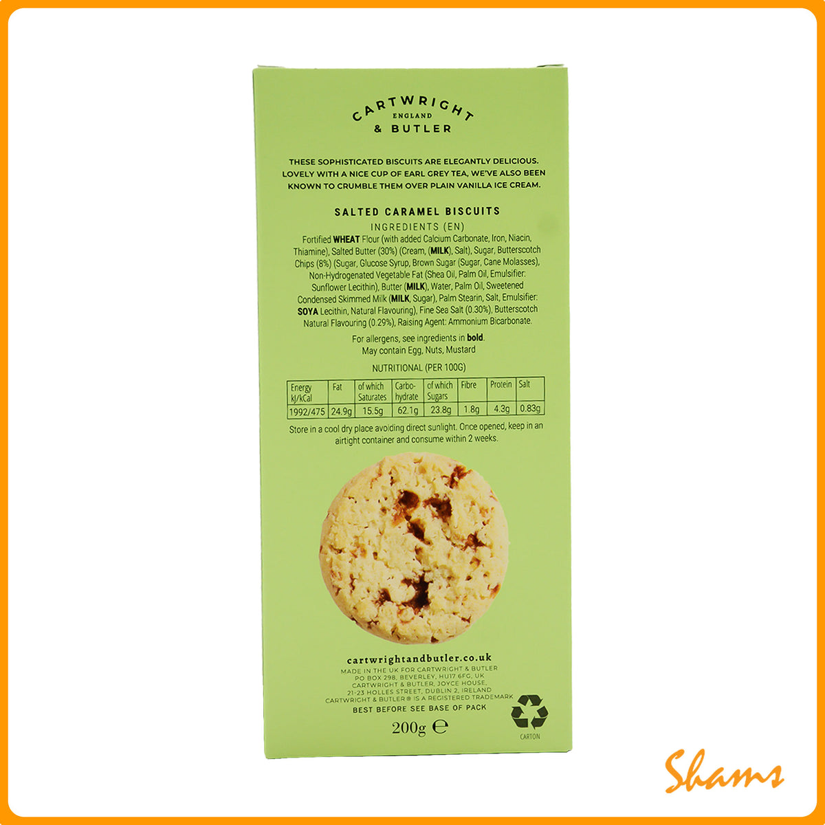 Cartwright & Butler Sea Salted Caramel Biscuits in Carton 200g