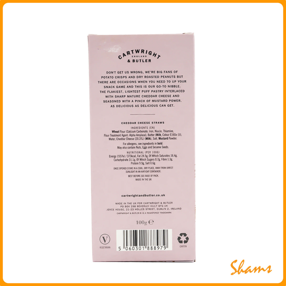 Cartwright & Butler Cheddar Cheese Straws 100g