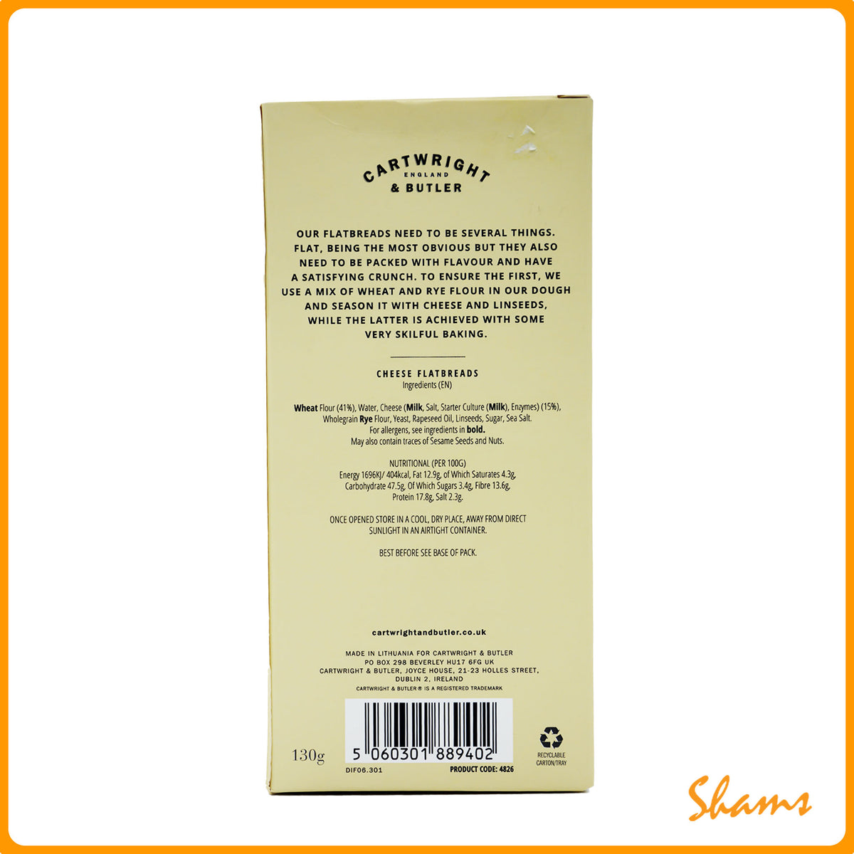 Cartwright & Butler Cheese Seeded Flatbread Crackers 130g