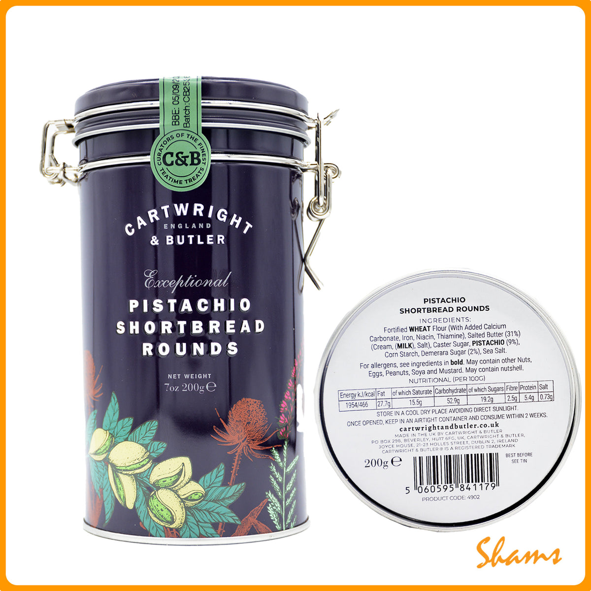 Pistachio Shortbread Rounds Tin 200g