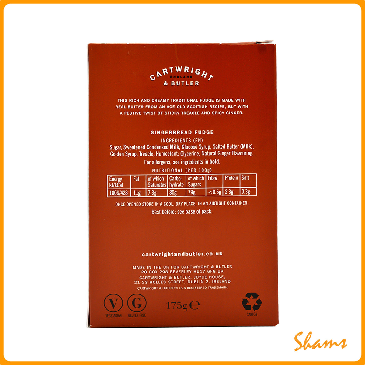 Cartwright & Butler Gingerbread Fudge 175G