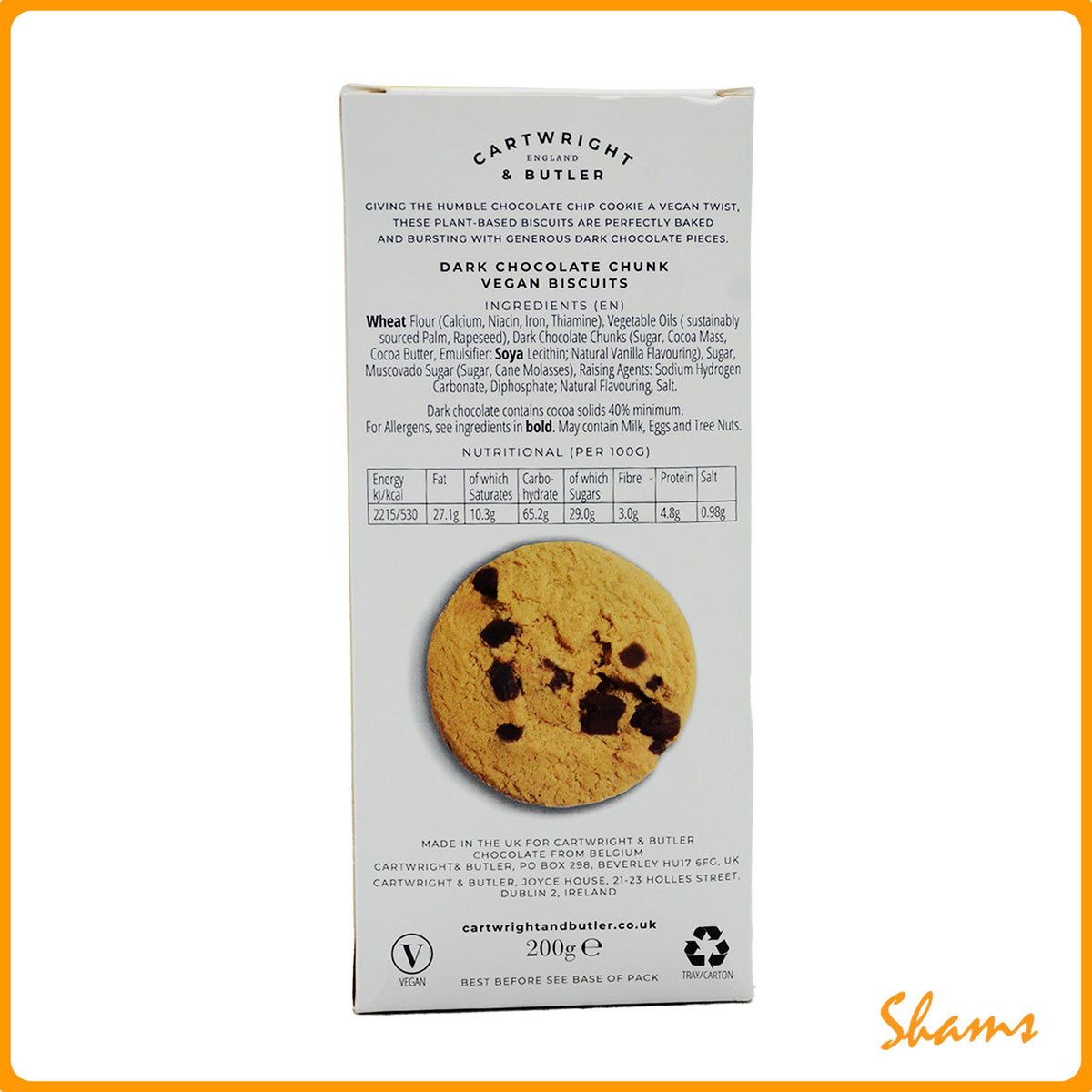 Cartwright & Butler Vegan Dark Chocolate Chunks Biscuits 200g