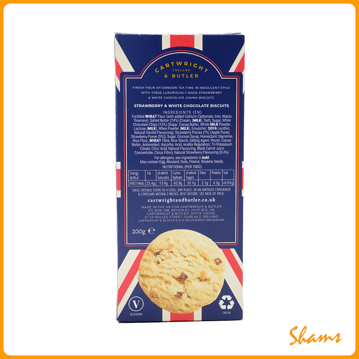 Cartwright & Butler Strawberry & White Chocolate Biscuits  200g