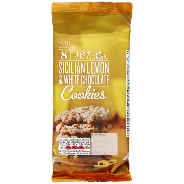M&S All Butter Sicilian Lemon & White Chocolate Cookies 200g - Shams Shopping Centre Marks & Spencer  