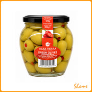 Olea Terra Green Olives Stuffed With Red Pepper 570g