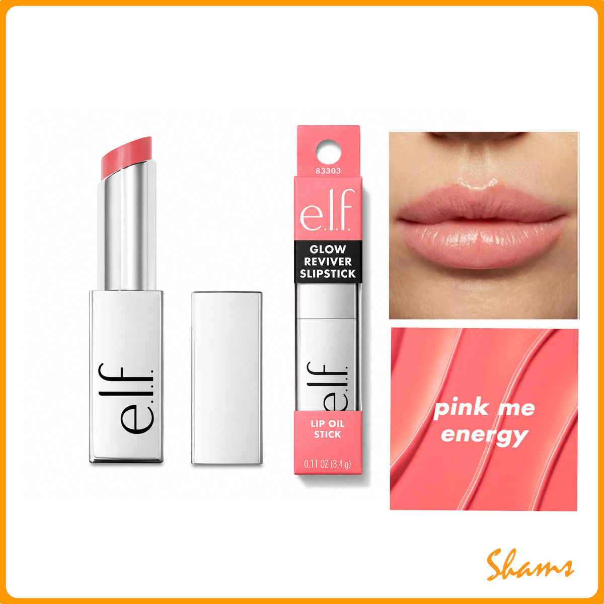 Elf Glow Reviver Slipstick Lip Oil Stick 3.4g - 83303 Pink-Me Energy