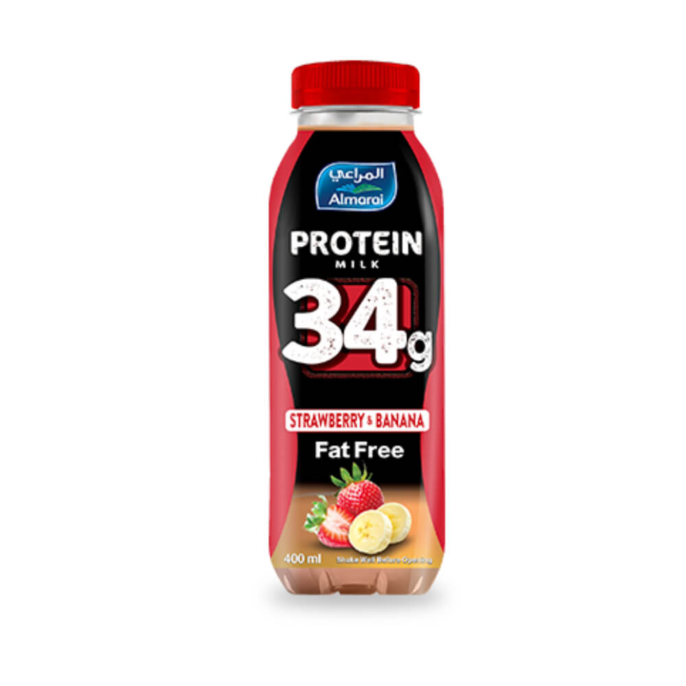 Almarai Protein Milk Strawberry & Banana 400ml - Shams Shopping Centre Almarai  