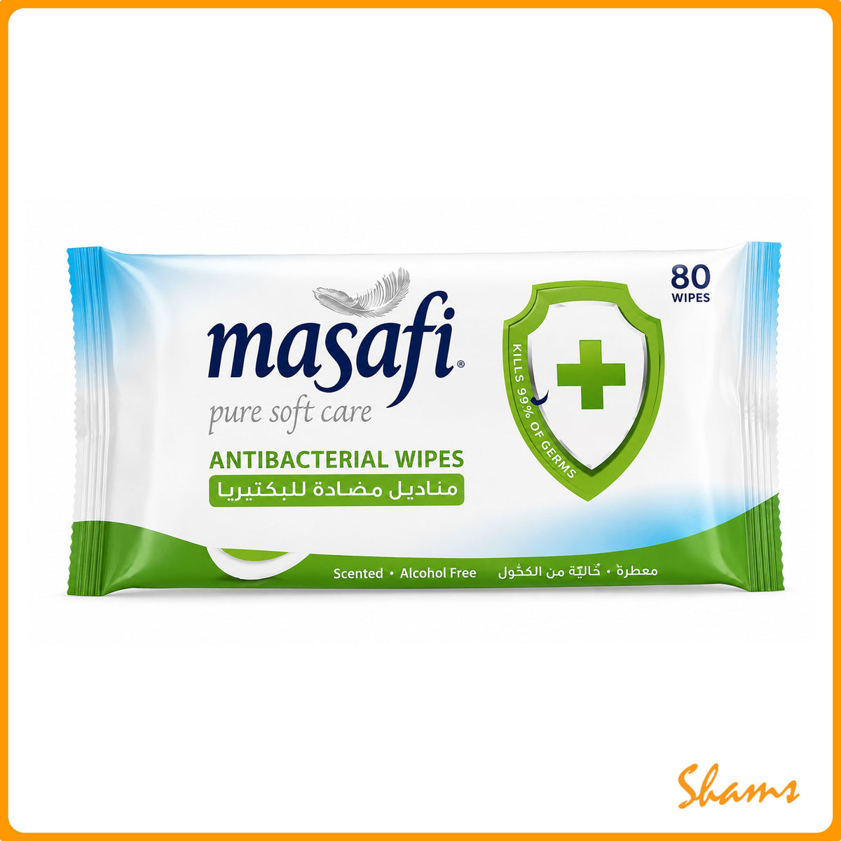 Masafi Anti Bacterial Alcohol Free Scented Wipes 80s