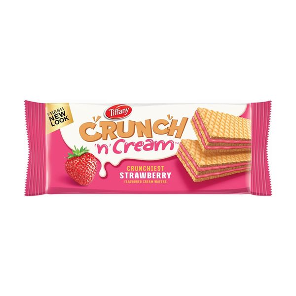 Tiffany Crunch & Cream Strawberry Waffers 153g - Shams Shopping Centre Tiffany  