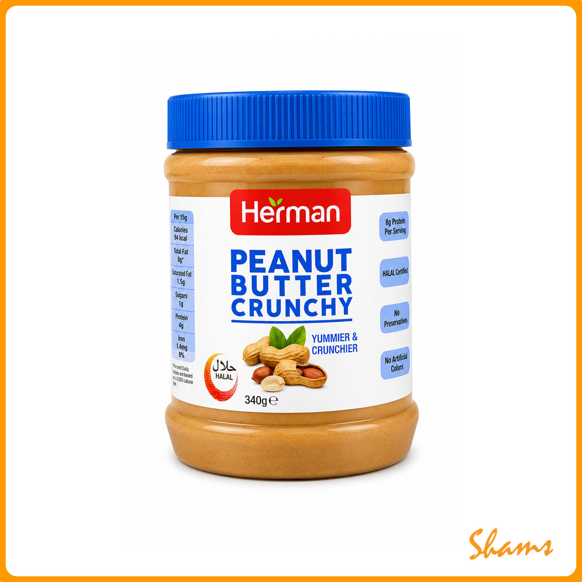 Herman Peanut Butter Crunchy 340g
