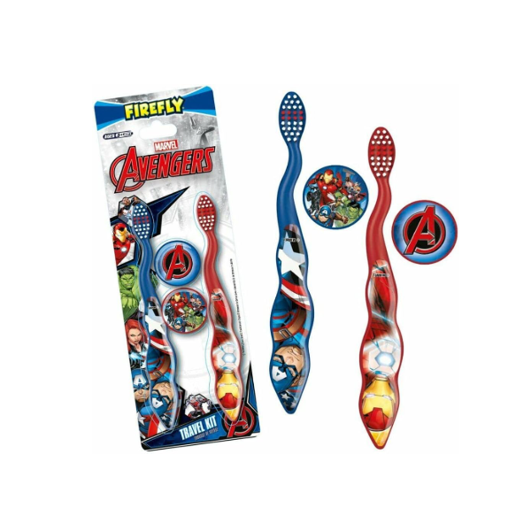 Firefly Avengers Set Toothbrush 2pcs & Travel Caps