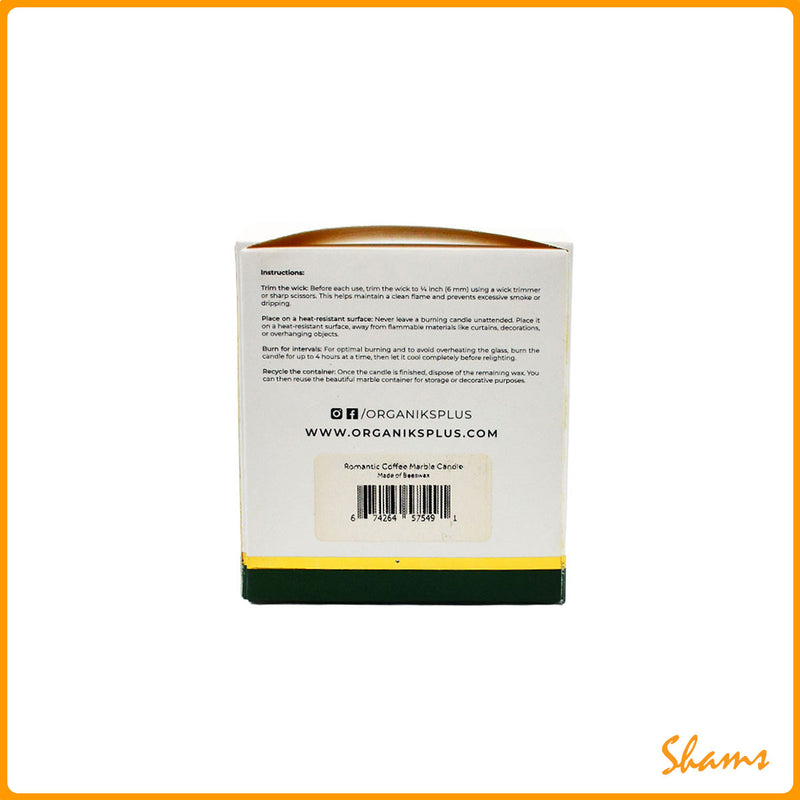 Organiks Plus Beeswax Marble Scented Candle - Romantic Coffee