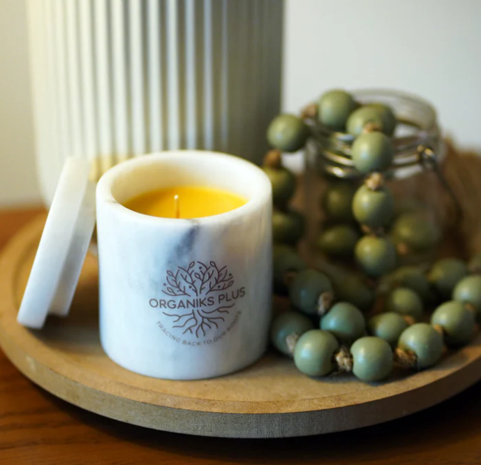Organiks Plus Beeswax Marble Scented Candle - Romantic Coffee