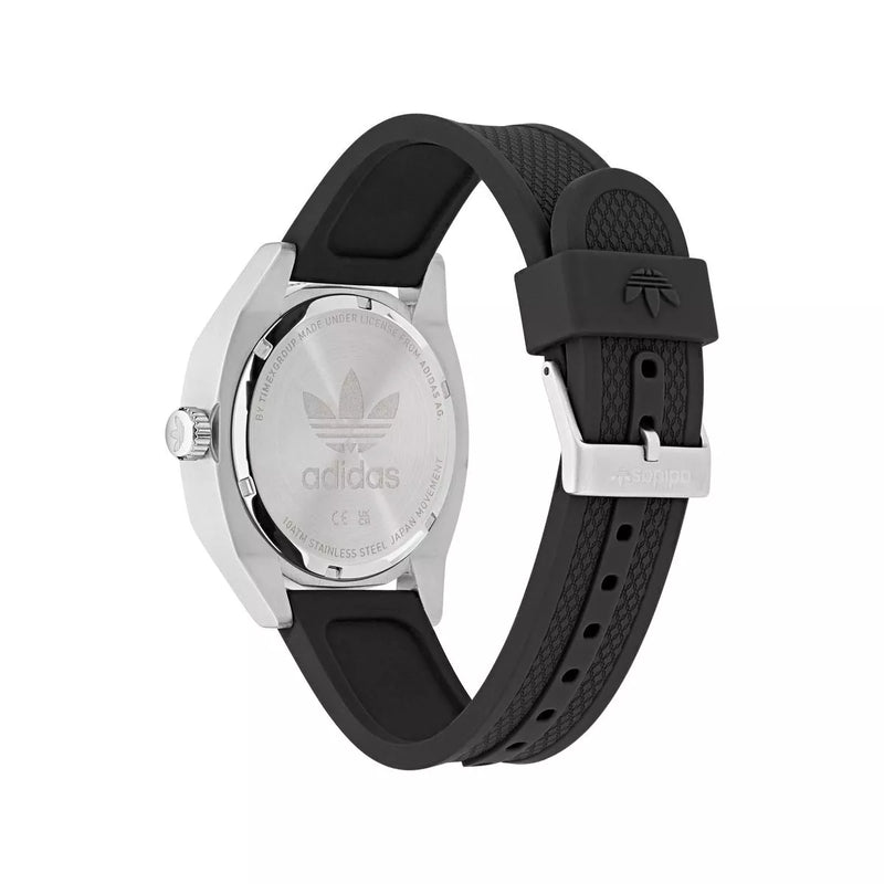 Adidas Stainless Steel Silver Black Silicone Watch AOFH23008