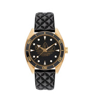 Adidas Stainless Steel Gold Black Leather Watch AOFH23001