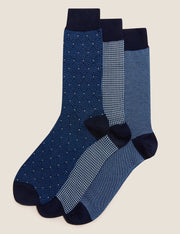 M&S Autoghraph 3p Socks Navy Mix (9-12) - Shams Shopping Centre Marks & Spencer  