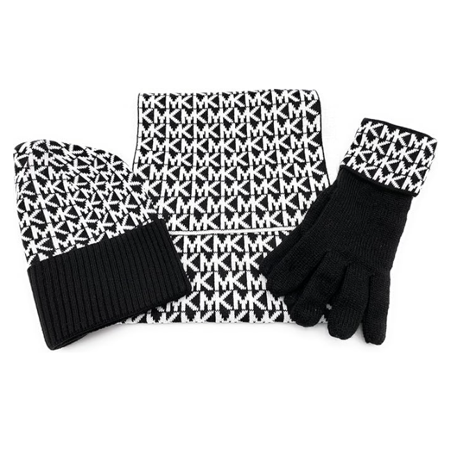 Michael Kors Black Scarf Hat Glove Gift Set