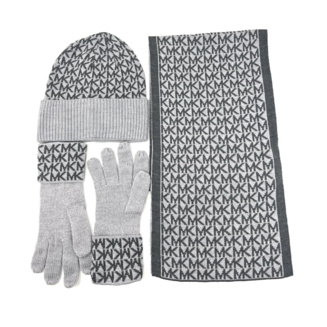 Michael Kors Gray Scarf Hat Glove Gift Set