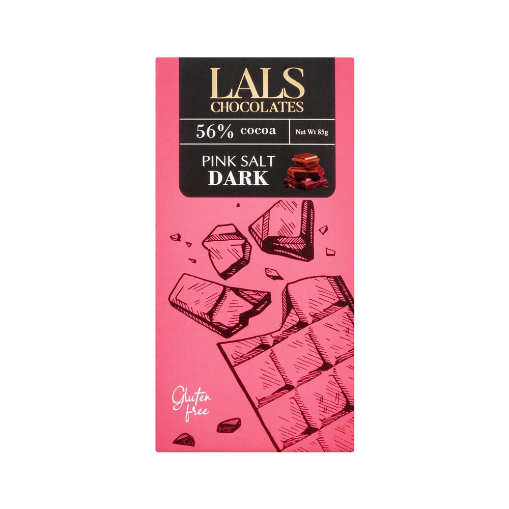 Lals Chocolate 56% Cocoa Pink Salt Dark 85g - Shams Shopping Centre Lals  