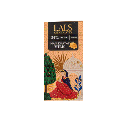 Lals Chocolate 34% Cocoa Nan Khatai Milk 80g - Shams Shopping Centre Lals  