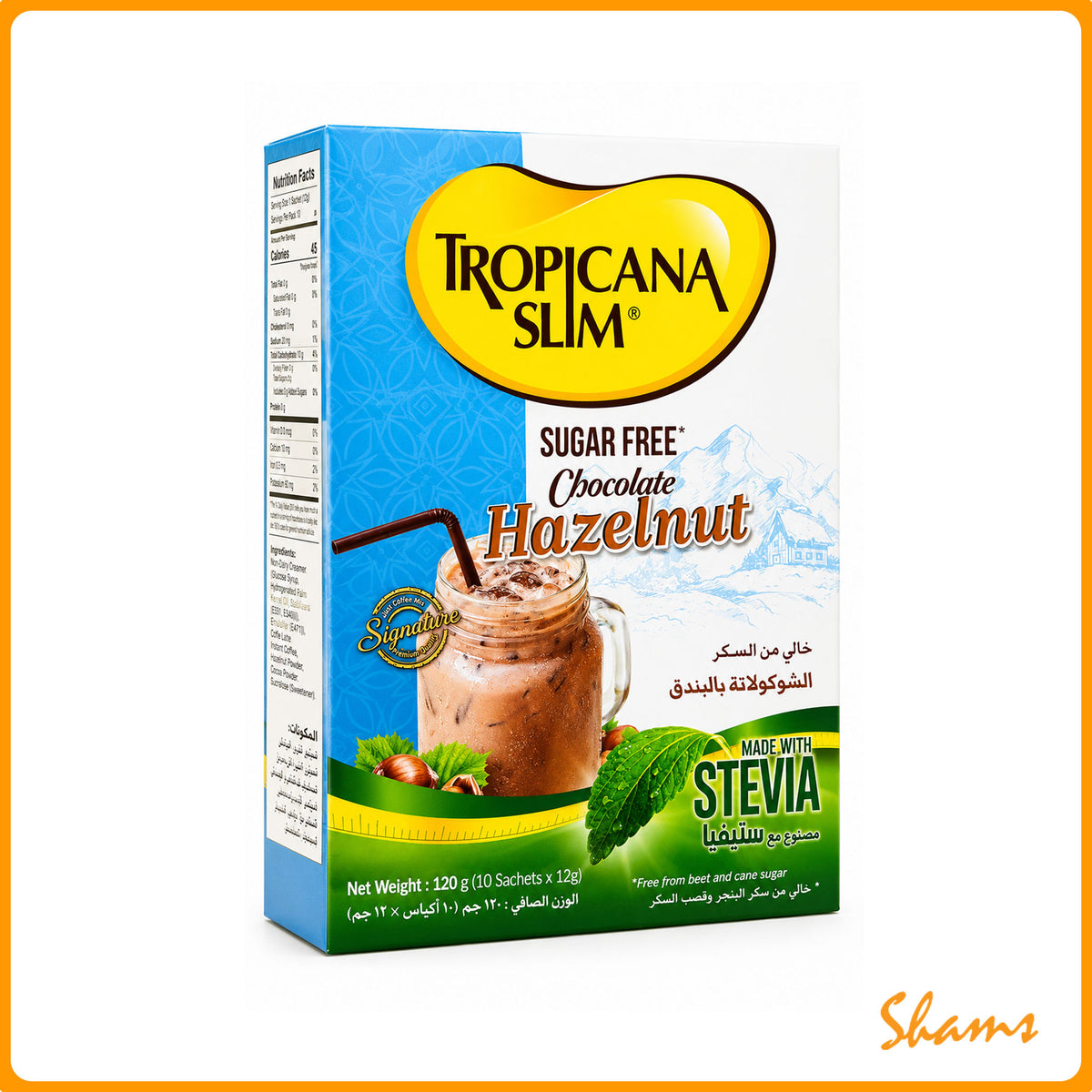 Tropicana Slim Sugar Free Chocolate Hazelnut With Stevia 10p 120g