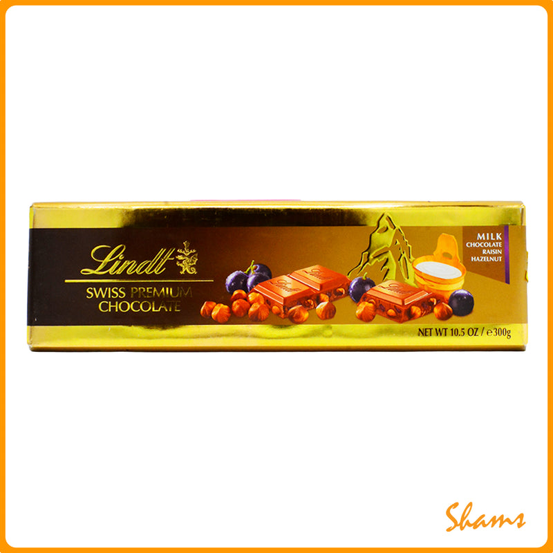 Lindt Swiss Premium Chocolate With Raisins And Whole Hazelnut 300g