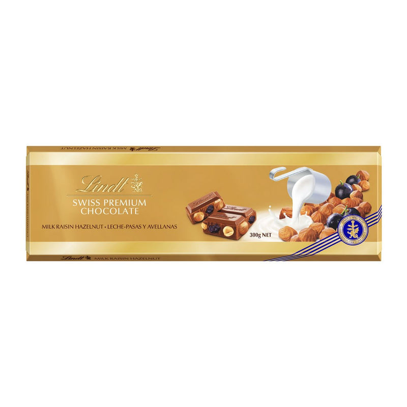 Lindt Swiss Premium Milk Chocolate With Raisin & Hazelnut 300g