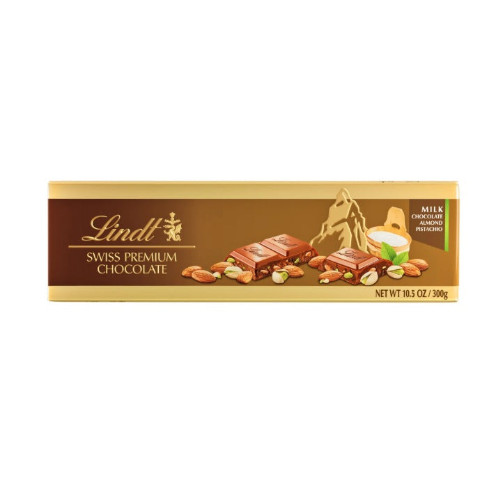 Lindt Milk Chocolate With Almond & Pistachios Bar 300g