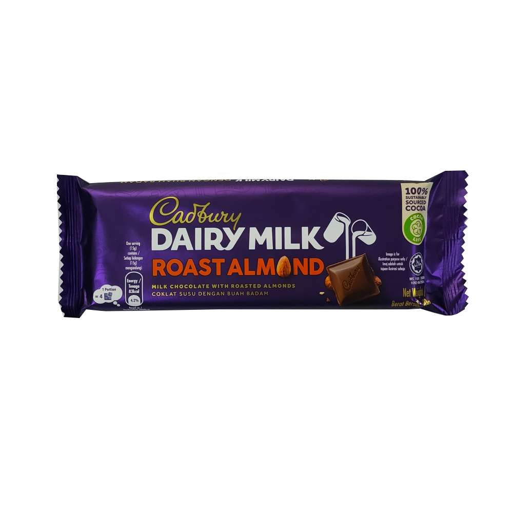 Cadbury Dairy Milk Roast Almond Chocolate 90g - Shams Shopping Centre Cadburys  