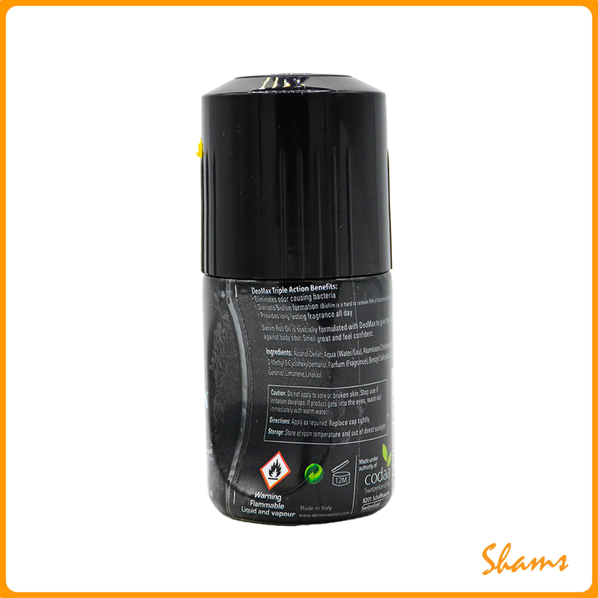 Denim Black Deodorant Roll On 50ml