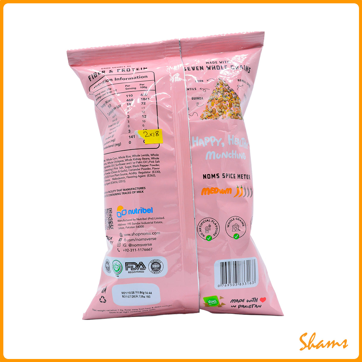 Noms Nachos Pink Salt And Pepper Chips 64g