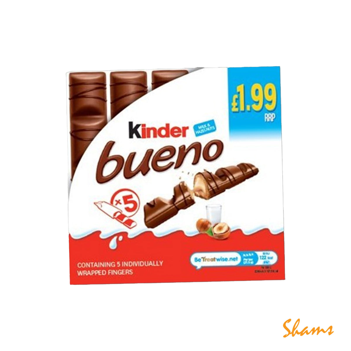 Kinder Bueno Milk & Hazelnuts Chocolate 5p 107g