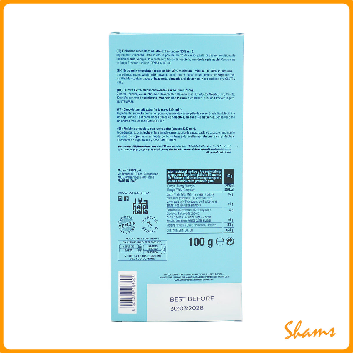 Majani Milk Chocolate Bar 100g