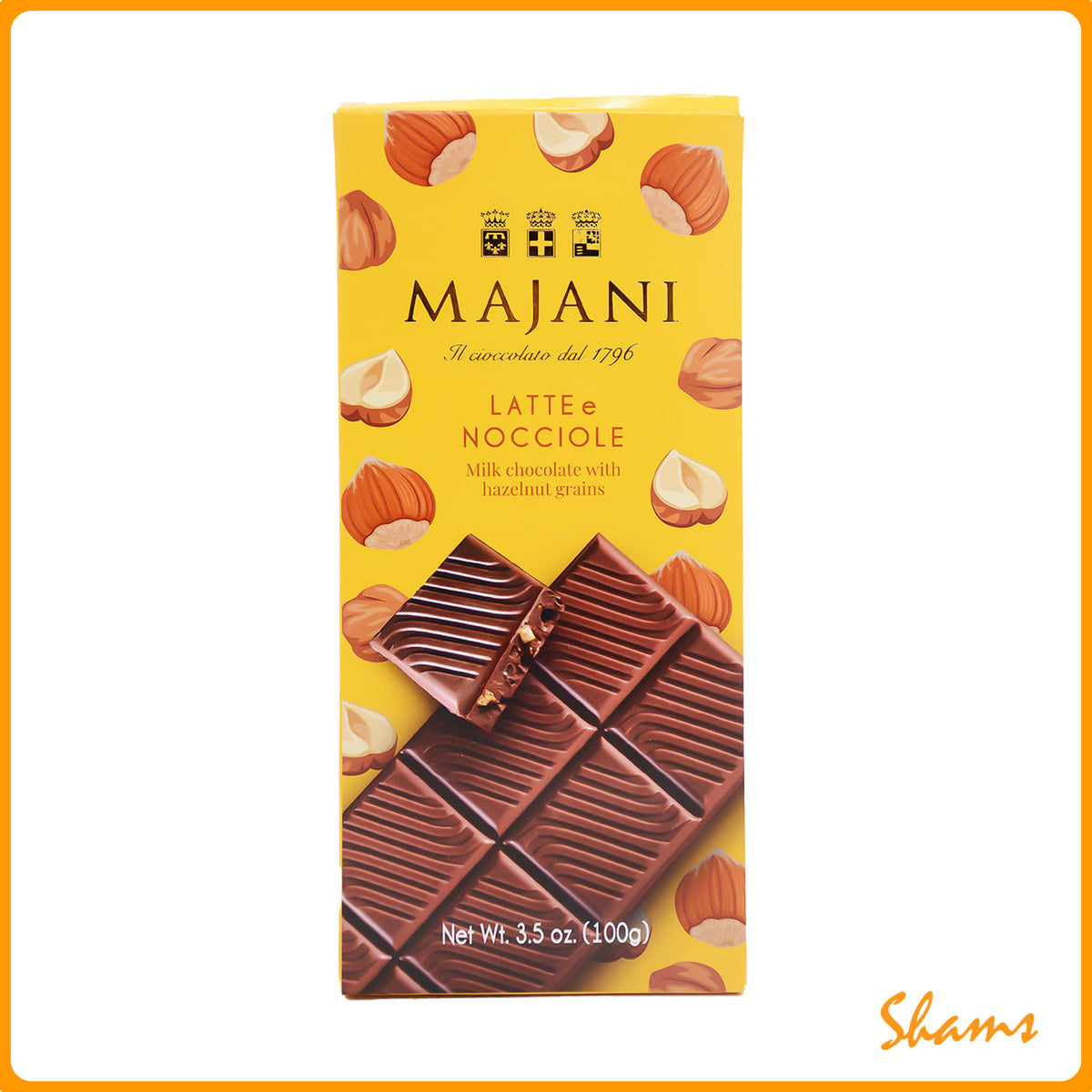 Majani Milk Chocolate With Hazelnut Grains Bar 100g