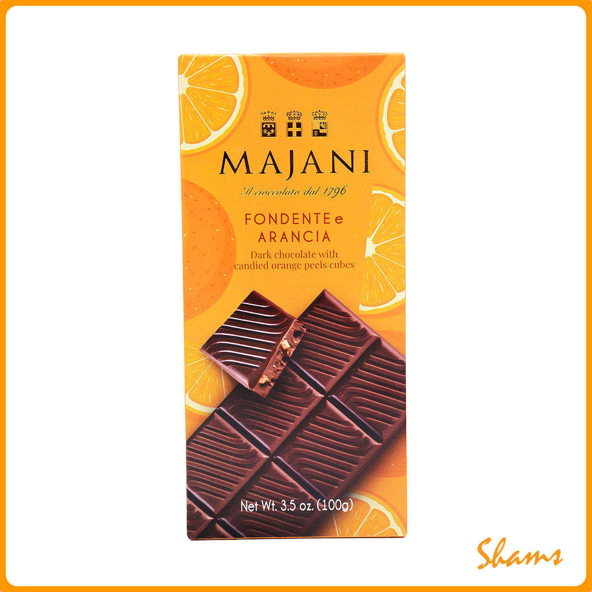 Majani Dark Chocolate With Candied Orange Bar 100g