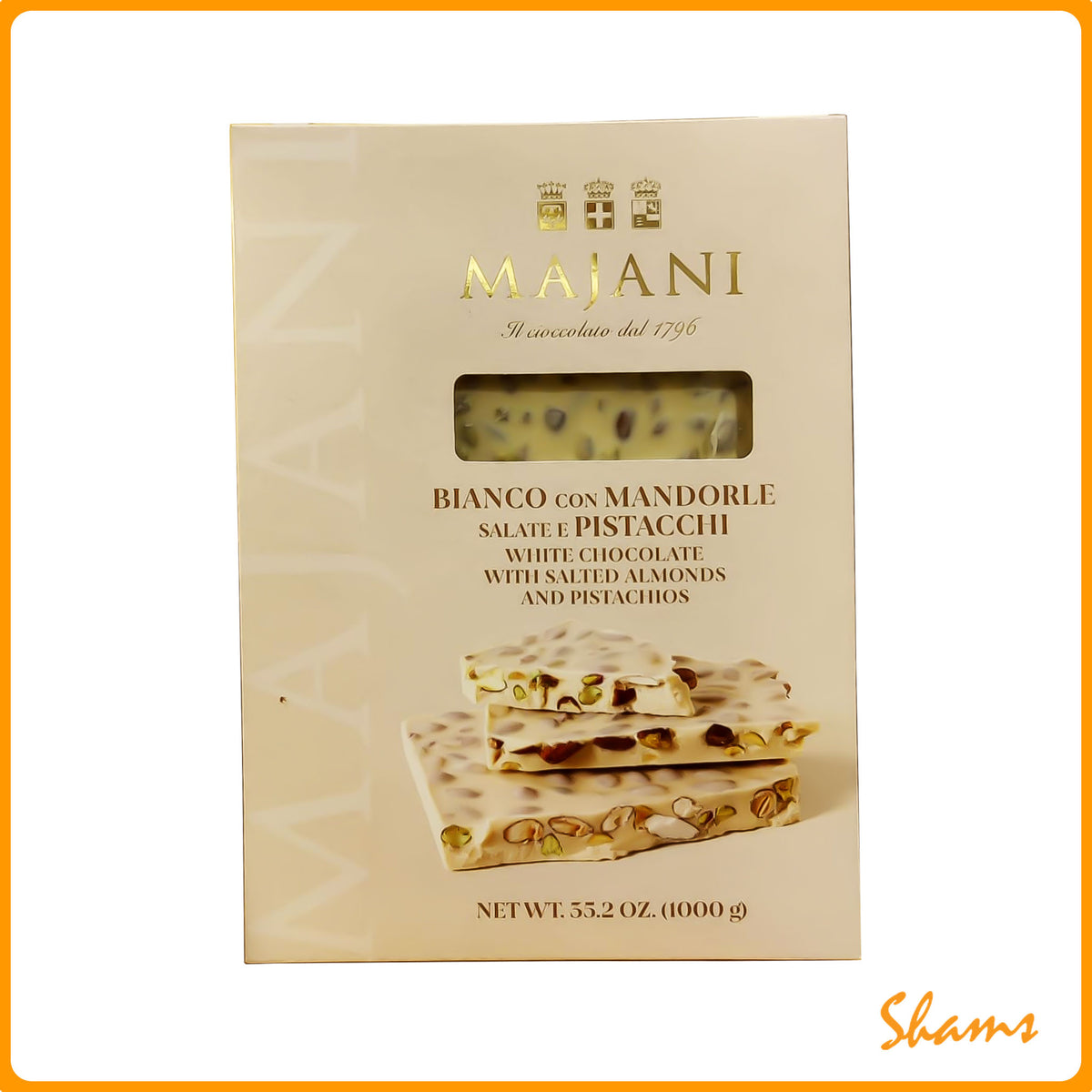 Majani White Chocolate With Almonds & Pistachio Bar 1000g