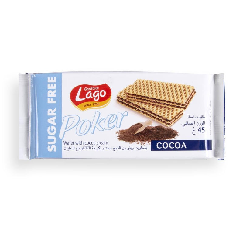Lago Waffer Poker Sugar Free Cocoa 45g - Shams Shopping Centre Lago  